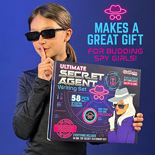 GirlZone Ultimate Secret Agent Writing Set, Exciting Spy Kit and Fun Stationery Set with Spy Pen Toy, Stationery Paper and Envelopes Set for Spy - WoodArtSupply