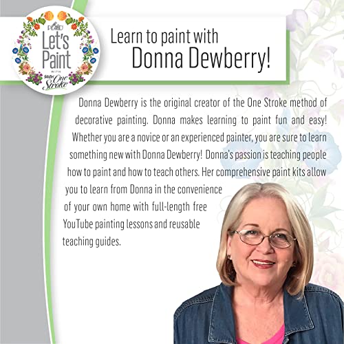 FolkArt Birds & Blossoms 2 oz One Stroke Acrylic Kit, 32 Piece Set Including 12 Multi-Surface Paints, 10 Brushes, 6 Teaching Guides, 3 Pattern Sheets FolkArt