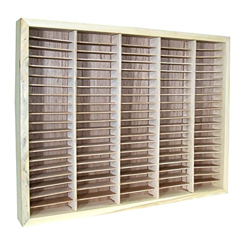 Kingdom LW100 5 x 20 100 Capacity Cassette Rack or Stamp Pad Rack Unfinished Wood for Easy Sorting and Organizing of Cassette Tapes, Stamp Pads, Kingdom