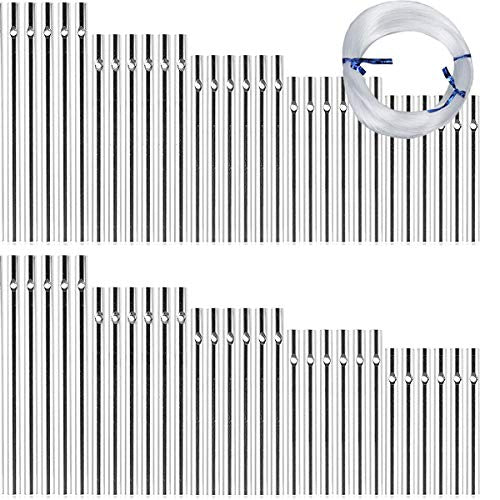 60 Pieces Wind Chime Tubes Parts Supplies String Metal for Crafts DIY Windchime Kits for Adults Kids Arts and Crafts perfsign