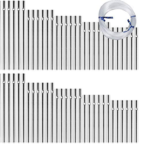 60 Pieces Wind Chime Tubes Parts Supplies String Metal for Crafts DIY Windchime Kits for Adults Kids Arts and Crafts perfsign