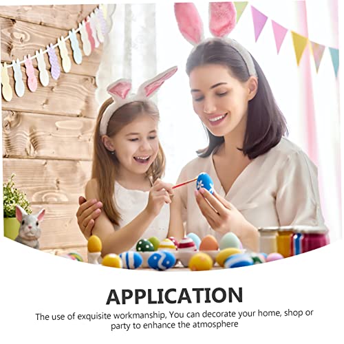 FUNOMOCYA 2 Sets 50pcs Easter Ornaments Easter Wooden Cutout Craft Wood Shapes Easter Bunny Cutouts Unfinished Wood Easter Party Supplies DIY Rabbit FUNOMOCYA