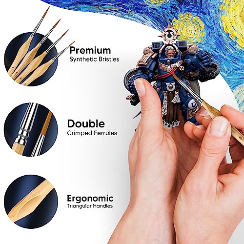 Miniature Paint Brushes, 10PC Fine Detail Paint Brush Set, Mini Small Painting Brushes for Art, Crafts, Acrylic, Watercolor, Oil, Model, Face, - WoodArtSupply