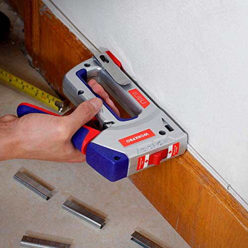 WORKPRO Heavy-Duty 4-in-1 Staple Gun Kit, Manual Brad Nailer with 3000 Staples and 1000 Brad Nails, for Upholstery, Material Repair, Decoration, WORKPRO