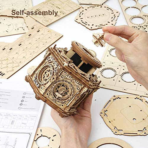 ROKR 3D Wooden Puzzles for Adults Mechanical Music Box-Secret Garden, DIY Rotating Music Box Model Building Kits for Teens, DIY Crafts/Hobbies/Gifts ROKR