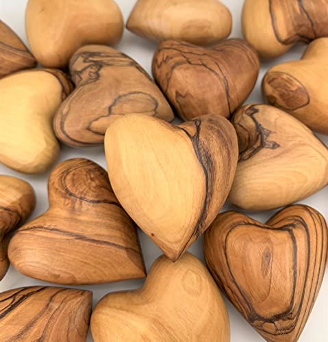 Handmade Wooden Hearts, Set of Two Olive Wood Carved Hearts from the Holy Land, Carved Wood Hearts for gifts Anniversary Valentine Gift, Loss Love, iHoly Land Crafts