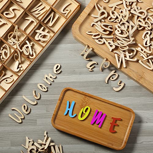 248 Pcs 1 Inch Wood Alphabet Letters and Wooden Numbers Blank Unfinished Wooden Letters for Crafts Wooden Numbers with Rustic Storage Tray for Blulu