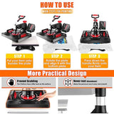 Pro Heat Press, 5 in 1 Heat Press Machine for T Shirts, 15 x 12 Inch Shirt Press Machine, 360-Degree Swing Away Heat Transfer Sublimation Shirt AKEYDIY