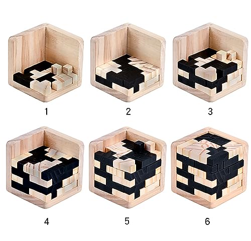 Wooden Brain Teaser Puzzle Cube Wooden Puzzles T-Shaped Jigsaw Logic Puzzle Educational Toy for Kids and Adults by AHYUAN (Black and Natural) - WoodArtSupply