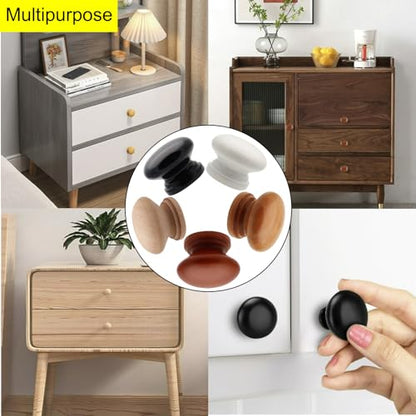 Cangder 20Pcs Wood Dresser Knobs, Unfinished Mushroom Shape Wooden Furniture Cabinet Knobs Single Handle Pulls with Screws (Diameter :1.34 inches,