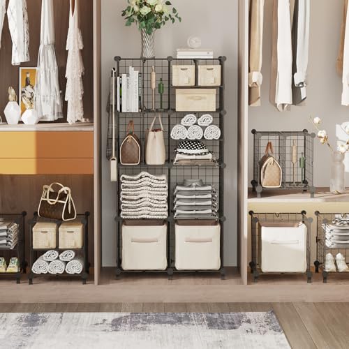 AWTATOS Closet Organizer, Wire 8 Cube Storage Organizer, DIY Portable Closet Clothes Organizers Storage Shelves with Partition, Cubby Shelving for AWTATOS