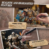 Drybrush Miniature Paint Brushes -10pcs Micro Detail Paint Brush Set,Small Fine Detail Brushes for Acrylics,Watercolors & Paint by Number, Citadel, golden maple