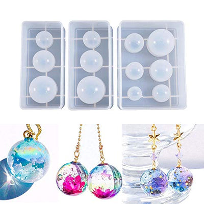 Silicone Ball Mold, DyAi 3pcs Resin Epoxy Mold, Universe Spheroid Moulds, Orbs Pendant Casting Molds for UV Resin Crafts, DIY Jewelry Making