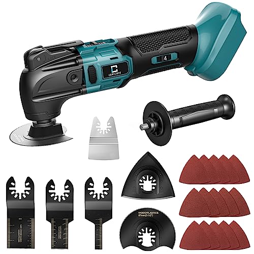 Cordless Oscillating Tool Compatible with Makita Battery, Brushless-Motor Tool with Auxiliary Handle, Oscillating Multi-Tool for Scraping, - WoodArtSupply