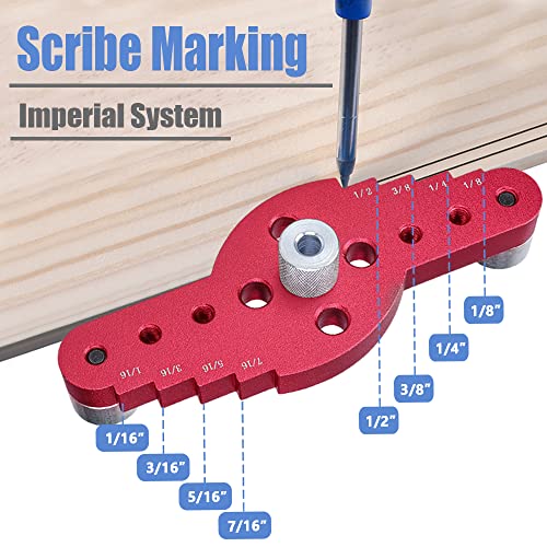 Mesee Vertical Pocket Hole Drilling Jig, 2-In-1 Woodworking Dowelling Jig Locator with Scriber Wood Dowel Drill Guide Puncher Positioner Tools for - WoodArtSupply