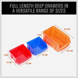 HORUSDY Wall Mounted Storage Bins Parts Rack 30PC Organizer Garage Plastic Shop Tool for Men's Gift, Blue,Orange,Red HORUSDY