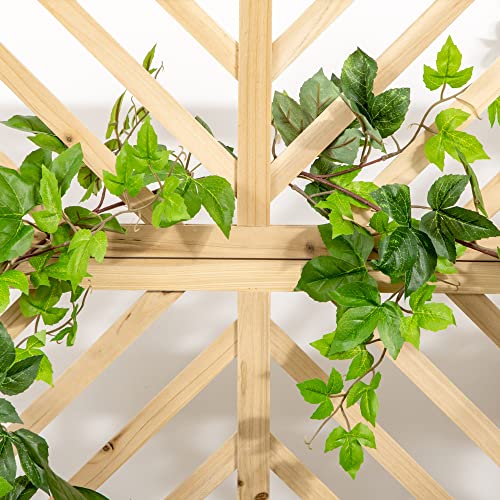 Outsunny Raised Garden Bed with Trellis, 2 Tier Wooden Elevated Planter Box with Legs and Metal Corners, for Vegetables, Flowers, Herbs, Natural Outsunny