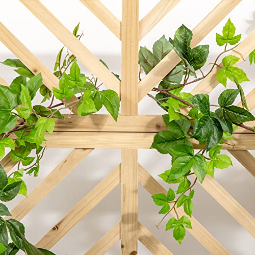 Outsunny Raised Garden Bed with Trellis, 2 Tier Wooden Elevated Planter Box with Legs and Metal Corners, for Vegetables, Flowers, Herbs, Natural