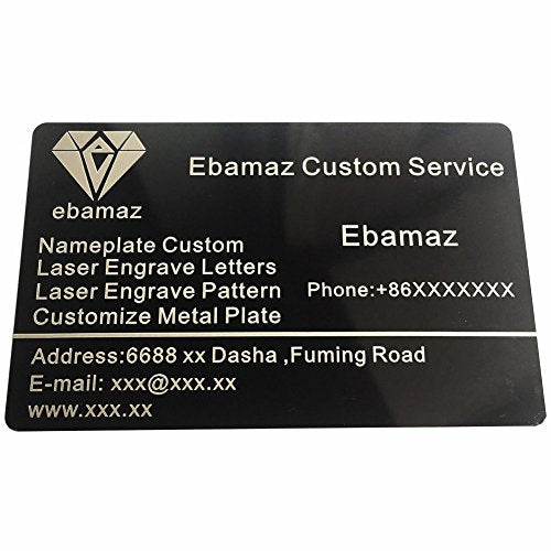 Ebamaz 100PCS Aluminum Alloy Metal Card Plate 3.4 X2.13X0.008 inch for Laser Engrave or UV Print (Black, Blank,Thin) ebamaz