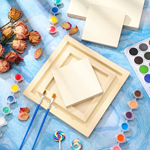 12 Pieces Wood Canvas Board, Unfinished Wood Cradled Painting Panels Boards Drawing Square Wooden Panels Art Wood Boards for DIY Painting Crafts