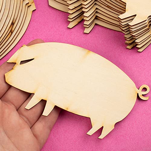Factory Direct Craft Pack of 24 Unfinished Wooden Pig Cutouts - Wooden Farm Animal Shapes for DIY Craft Activities and Decorating Factory Direct Craft