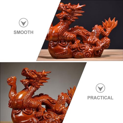 EXCEART 1pcs Wooden Chinese Fengshui Dragon Figurine Statue 10cm Mini 2024 Year of The Dragon Gift Chinese Zodiac Dragon Figurines Wood Hand Carved EXCEART