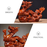 EXCEART 1pcs Wooden Chinese Fengshui Dragon Figurine Statue 10cm Mini 2024 Year of The Dragon Gift Chinese Zodiac Dragon Figurines Wood Hand Carved EXCEART