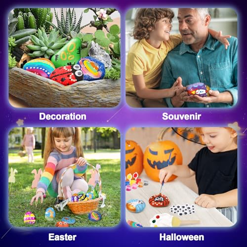 Toidgy Rock Painting Kit for Kids - Glow in The Dark, Arts and Crafts Gift for Boys Girls Ages 4-12, Craft Kits Art Supplies for Kids Activities, Toidgy