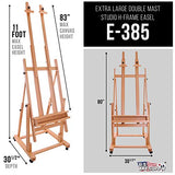 U.S. Art Supply Extra Large Double Mast Wooden H-Frame Studio Floor Easel with Artist Storage Tray - Adjustable, Tilts Flat, Premium Beechwood Canvas US Art Supply