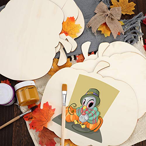 Large Size Wooden Pumpkin Cutout Unfinished Wood Craft Cutout Blank Pumpkin Shape Cutout for Halloween Thanksgiving Party DIY Decoration, 11 x x10 WILLBOND