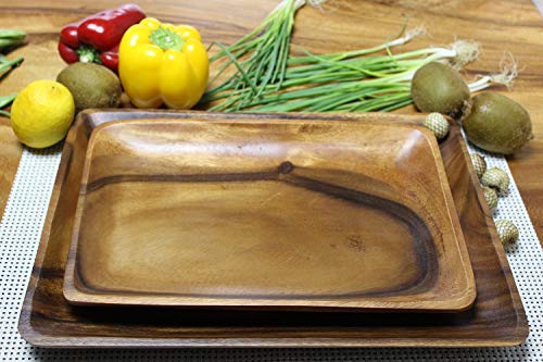 Wrightmart Wooden Trays, Set of 2, Decorative Rustic Food, Fruit, and Snack, Charcuterie-Appetizer Servers – Perfect Kitchen, Ottoman or Coffee Table WRIGHTMART