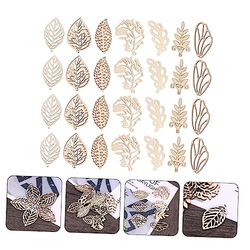 Abaodam 50Pcs Christmas Stickers Flower centerpieces Wooden Decor Christmas Unfinished Wooden Ornaments DIY Wood Leaf Cutouts Christmas Wood Chips Abaodam