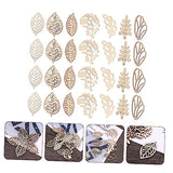 Abaodam 50Pcs Christmas Stickers Flower centerpieces Wooden Decor Christmas Unfinished Wooden Ornaments DIY Wood Leaf Cutouts Christmas Wood Chips Abaodam