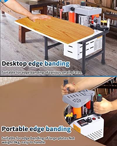 MSfullsea Woodworking Edge Bander Banding Machine Portable Edge Bander Curve Straight Edge Banding Machine Adjustable Speed 5-10m/min 110V