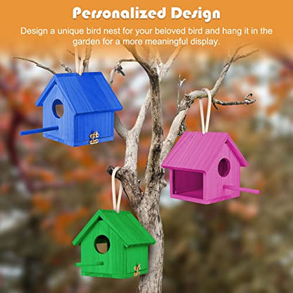 YUEPET Outdoor Bird Houses Transparent Wooden Bird House for Outside with Lanyard and Screws,Hanging Birdhouse Clearance for Finch Bluebird Cardinals