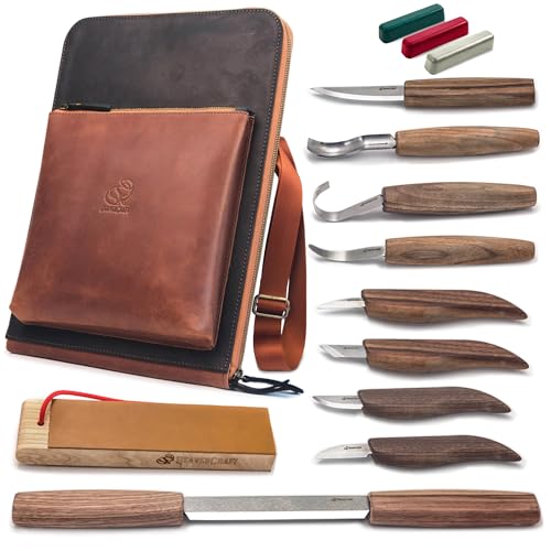 BeaverCraft Deluxe Wood Carving Kit S50X - Wood Carving Tools Wood Carving Set - Spoon Wood Carving Knives Tools Set - Whittling Kit Knife BeaverCraft