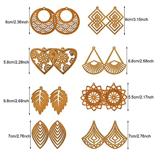 222 Pieces African Wooden Dangle Earring Making Kit, Includes 48 Pieces Wooden DIY Earring Pendants 100 Pieces Jump Rings 50 Pieces Earring Hooks 24 Hicarer