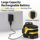 Laser Level, IKOVWUK 3x360° Cross Line for Construction and Picture Hanging, 12 Green Lasers with Self-leveling, 65 ft Vertical & Horizontal Line, IKOVWUK