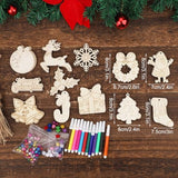 60pcs DIY Wooden Christmas Ornaments, Unfinished Wood Xmas Decorations Paintable Christmas Tree Ornaments for Christmas DIY Crafts PEUTIER