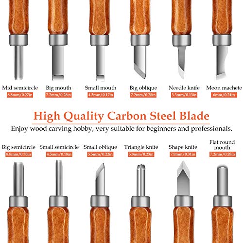 Wood Carving Tools Set, Wood Carving Hand Tools for Beginners with Whittling Knife Detail Wood Carving Knife and 12pcs SK2 Carbon Steel Wood Carving Trafagala