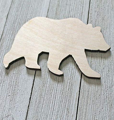 2" Bear Unfinished Wood Cutout Cut Out Shapes Ready to Paint Crafts Cabin Sign DIY