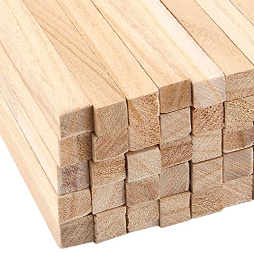 TAICHEUT 60 Pack 1/2" X 12" Unfinished Wooden Square Dowel Rod, Hardwood Wood Strips Balsa Wood Sticks for Painting, Coloring, DIY Crafts and Model TAICHEUT