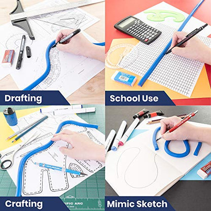 Pacific Arc Flexible Curve 24" with Inking Edge, for Drawing, Pattern Making, Engineering, Stencil Making - WoodArtSupply