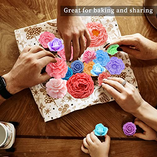 6PCS Flower Silicone Molds Resin Candle Mold Set, 3D Bloom Rose Peony Fondant Mold for Chocolate Cake Decor Soap Candle Making Kit, Resin Mold for Wehous