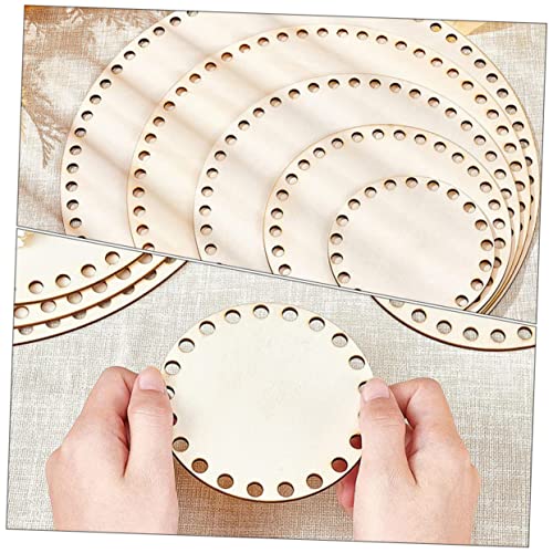 Ciieeo 10 Pcs Woven Bag Base Round Purse Knitted Tote Bag Woven Baskets DIY Wood Bag Bottom Crochet Basket Kit Basket Weaving Kit Wood Crocheting Bag Ciieeo