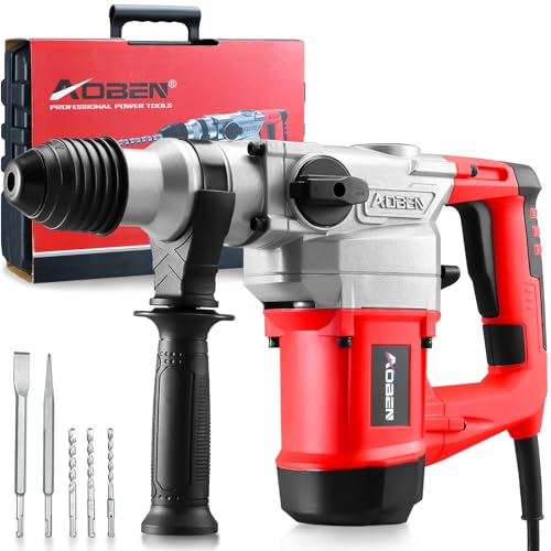 AOBEN 1-1/4 Inch SDS-Plus Rotary Hammer Drill with Vibration Control and Safety Clutch,10 Amp Heavy Duty Demolition Hammer for Concrete-Including 3 AOBEN
