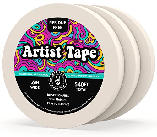 3Pk White Artist Tape for Watercolor Paper White Painters Tape Artists Painting Tape Removable Masking Drafting Canvas Framing Paint Mask Thin - WoodArtSupply