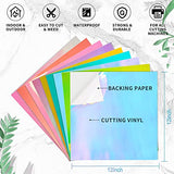 Prime Vinyl Holographic Vinyl Permanent, Holographic Vinyl for Cricut, 12” x 12” 9 Sheets/Pack, Holographic Opal Craft Adhesive Vinyl Sheets for Prime Vinyl