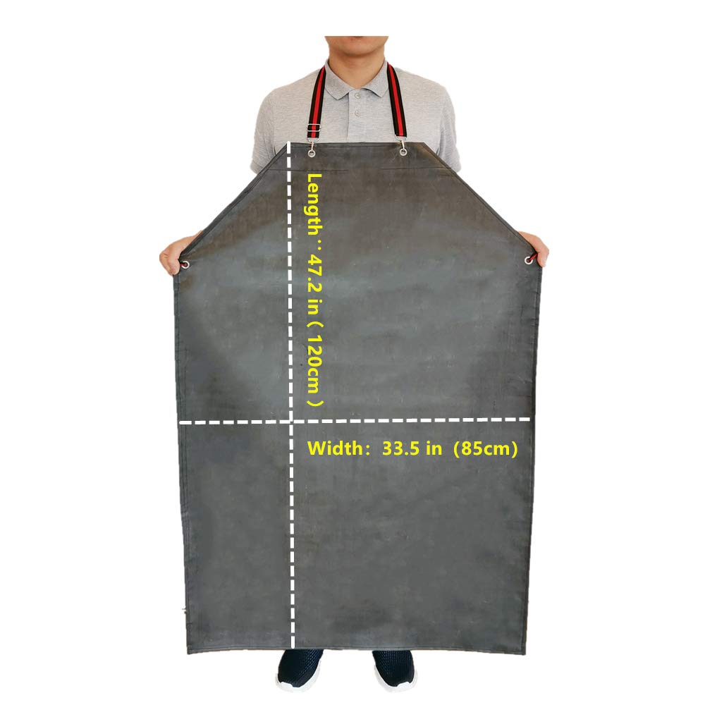 Thick Rubber Apron, 47.2 Inch x 33.5 Inch Waterproof Apron, Long Chemical Resistant Apron, Adjustable Work Aprons for DishWashing, Cleaning Fish, - WoodArtSupply