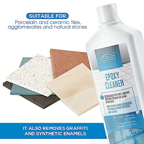 Faber Epoxy Remover – Epoxy Resin Haze Remover and Post Construction Cement Grout Cleaner to Renew Refresh & Restore Natural Shine of Porcelain - WoodArtSupply